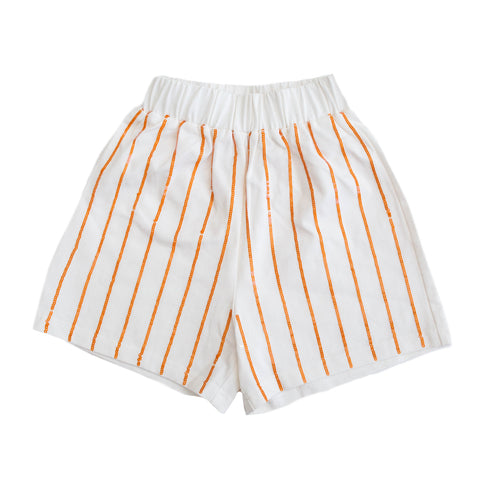 Orange Sequin Striped Kid Shorts