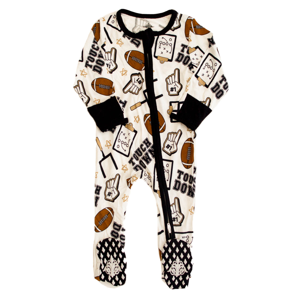 Black And Gold Touchdown Bamboo Romper