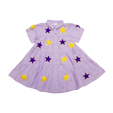 Purple And Yellow Chenille Star Adult Dress