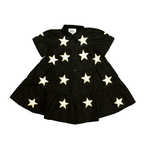 Black And White Chenille Star Kid Dress