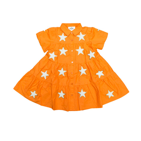 Orange And White Kid Chenille Star Dress