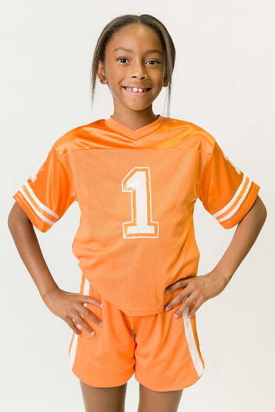 Orange and White Sequin Jersey