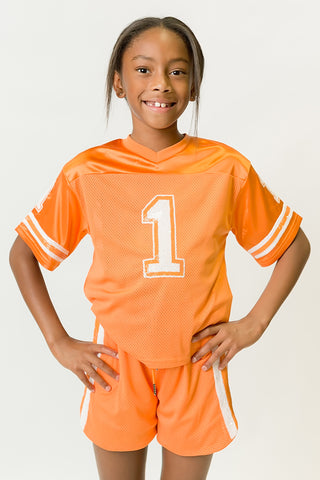 Orange and White Sequin Jersey