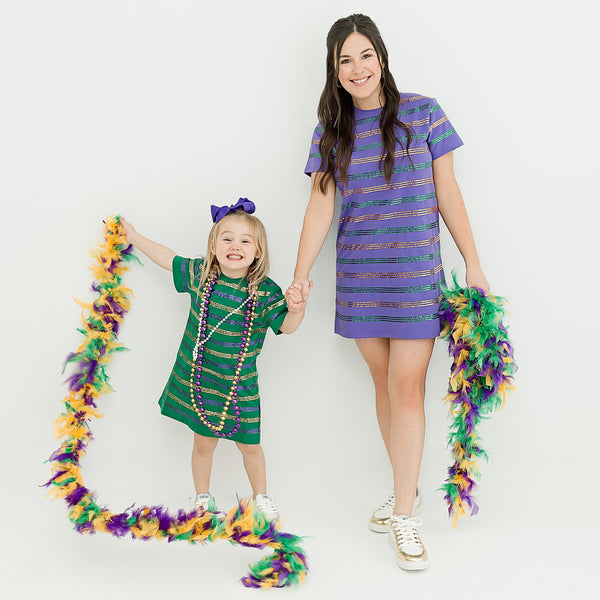 Sequin Striped Green Kid Dress