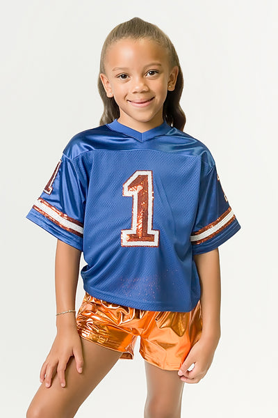 Royal Blue and Orange Sequin Jersey
