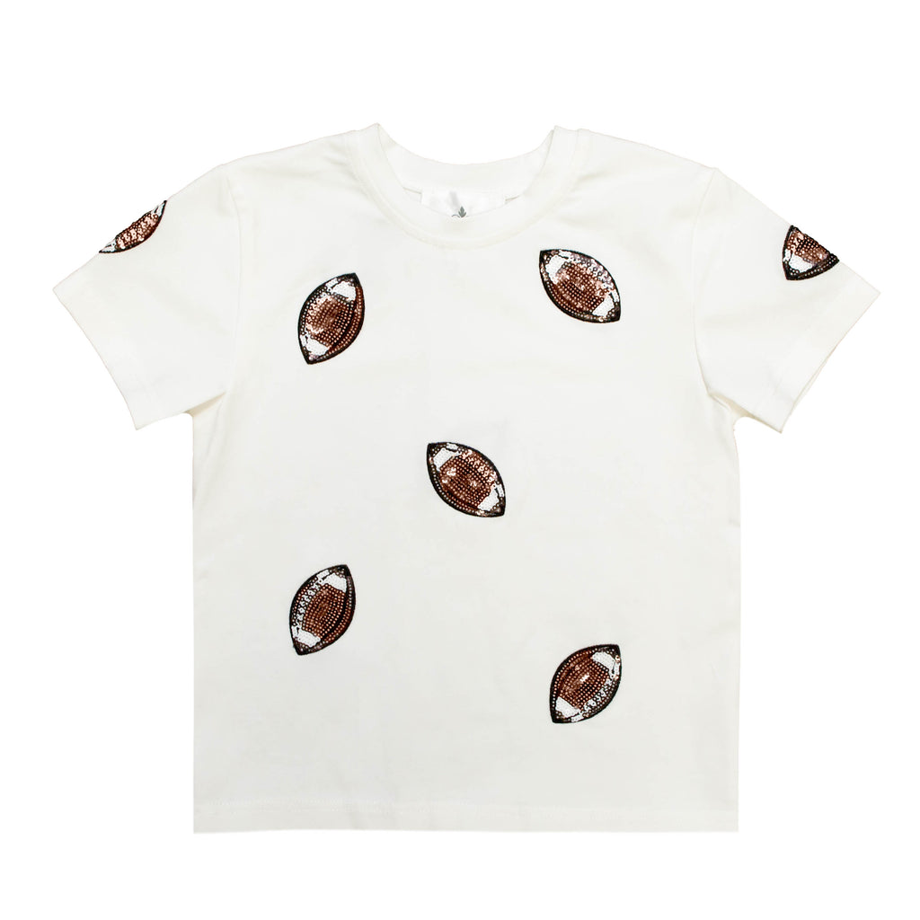 Brown Football Sequin Kid Shirt