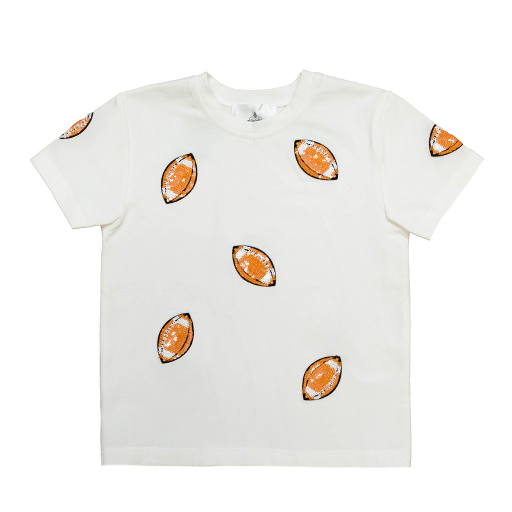 Orange Football Sequin Kid Shirt