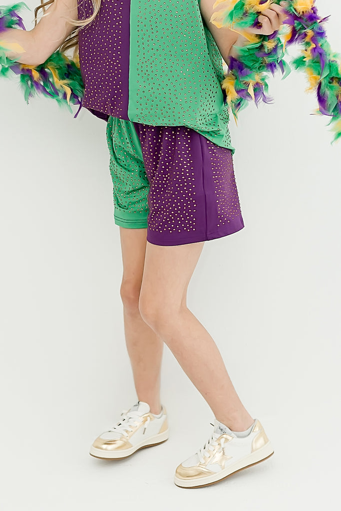 Color Block Athletic Wear with Crystals Bottom