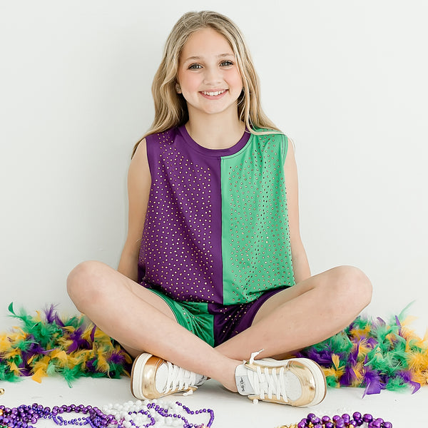 Color Block Crystal Kid Top