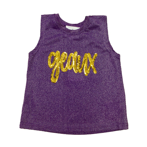 Geaux Purple Glitter Kid Tank