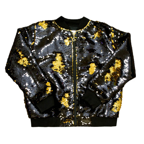 Black And Gold Flip Sequin Adult Jacket