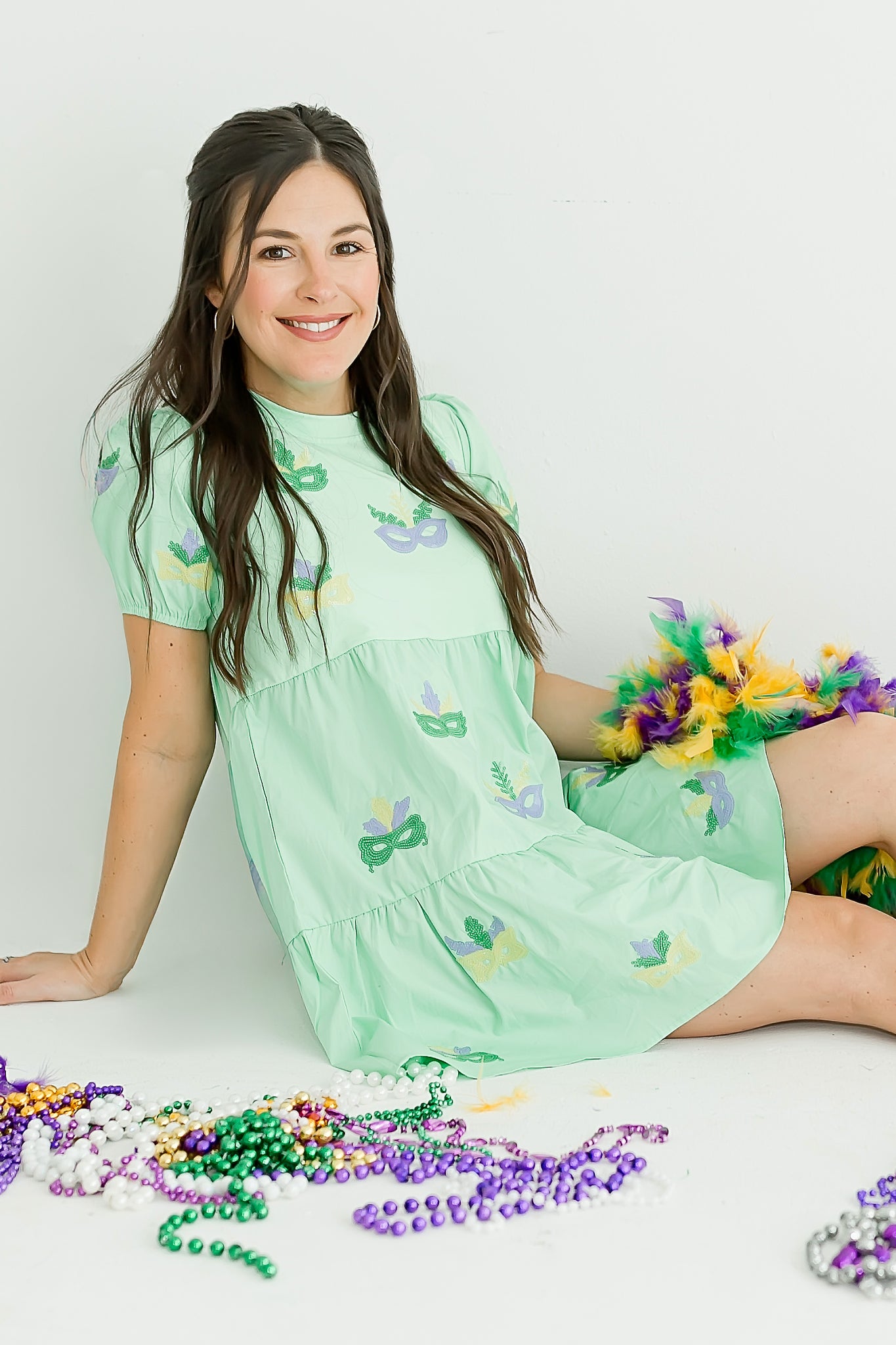 Sequin Mardi Gras Mask Adult Dress