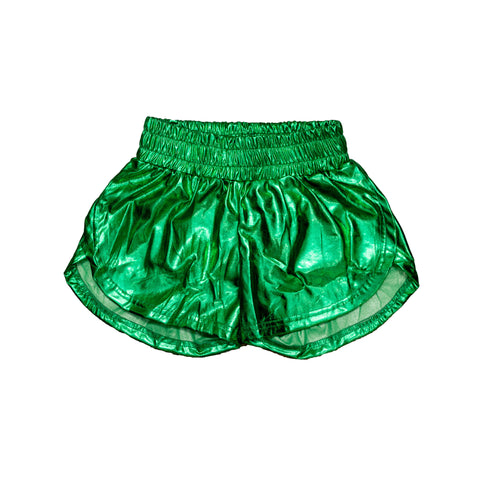 Green Metallic Kid Shorts