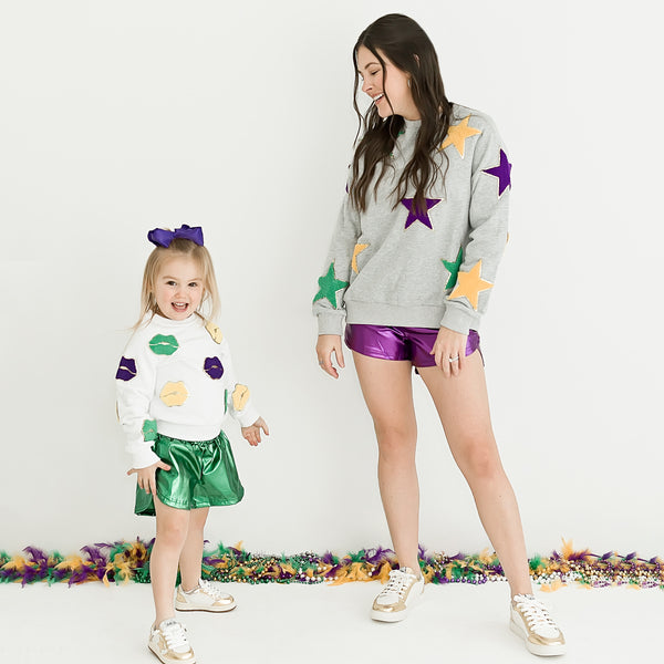 Mardi Gras Stars Chenille Adult Sweatshirt