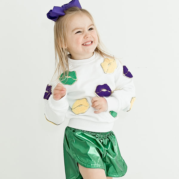 Mardi Gras Lips Chenille Kid Sweatshirt