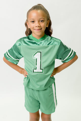 Green and White Sequin Jersey