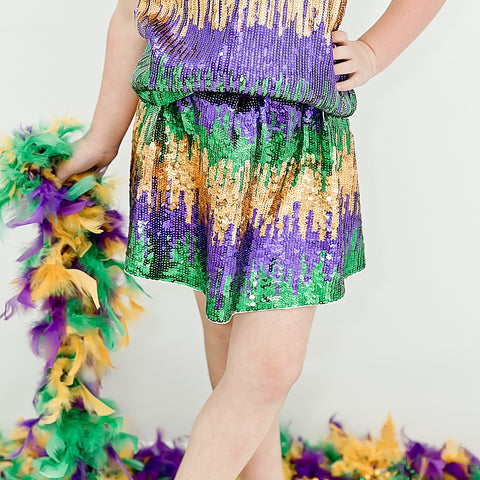 Mix Mardi Gras Sequin Kid Skort