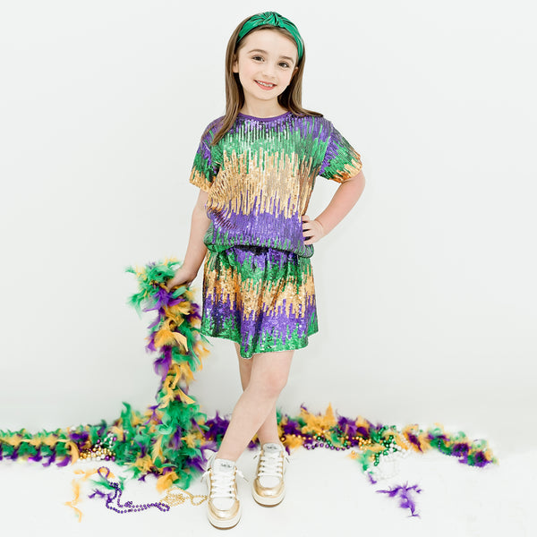 Mix Mardi Gras Sequin Kid Skort