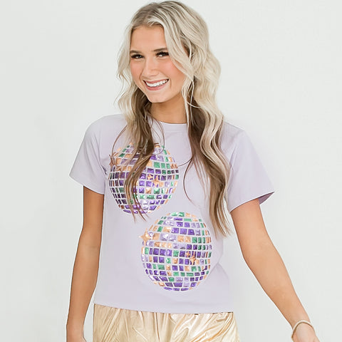 Lavender Disco Ball Sequin Shirt