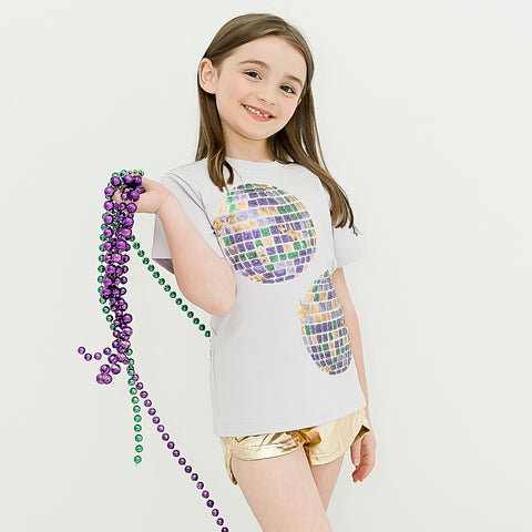 Lavender Disco Ball Sequin Kid Shirt