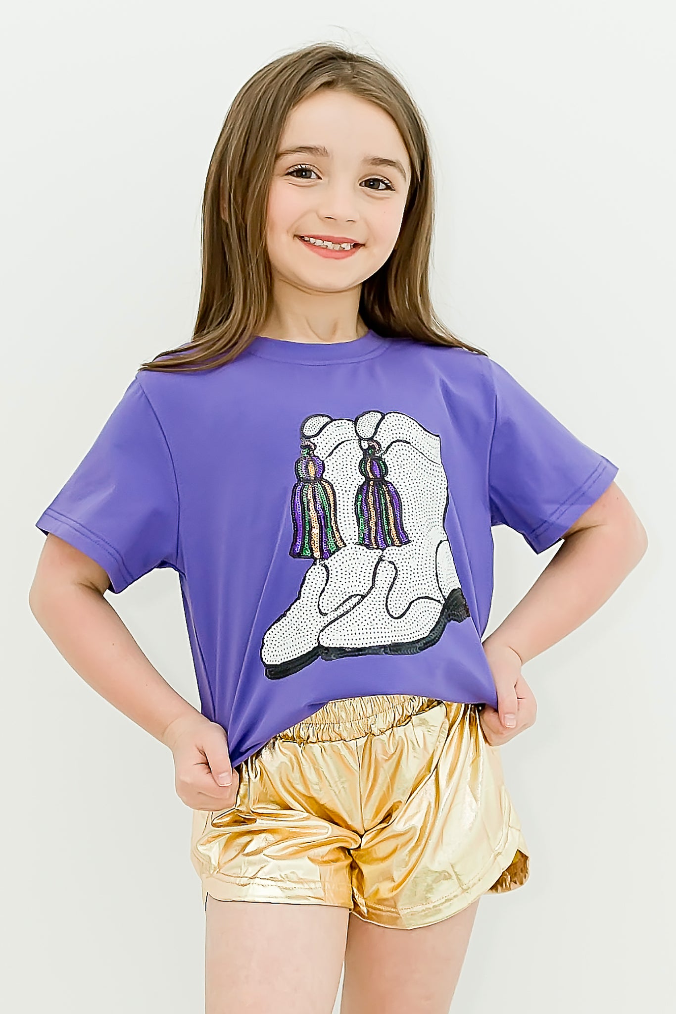 Purple Sequin Boots Shirt