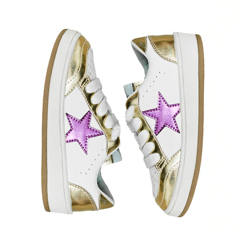 Gold and Purple Star Kid Sneakers