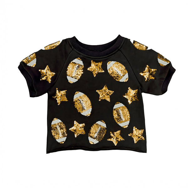 Black Football Sequin Top