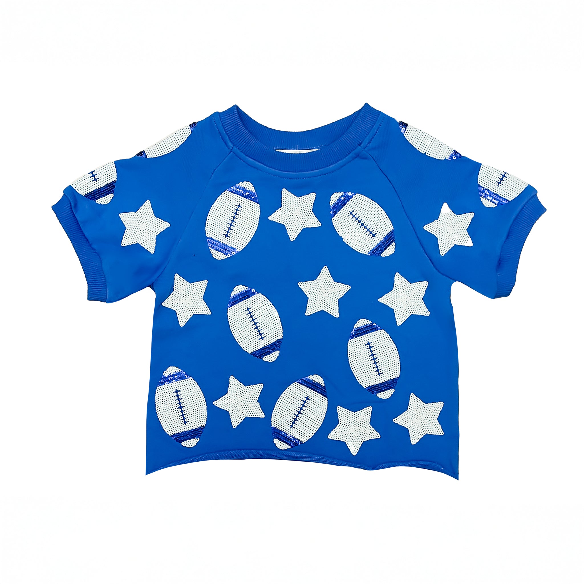 Women's Royal Blue Football Sequin Top