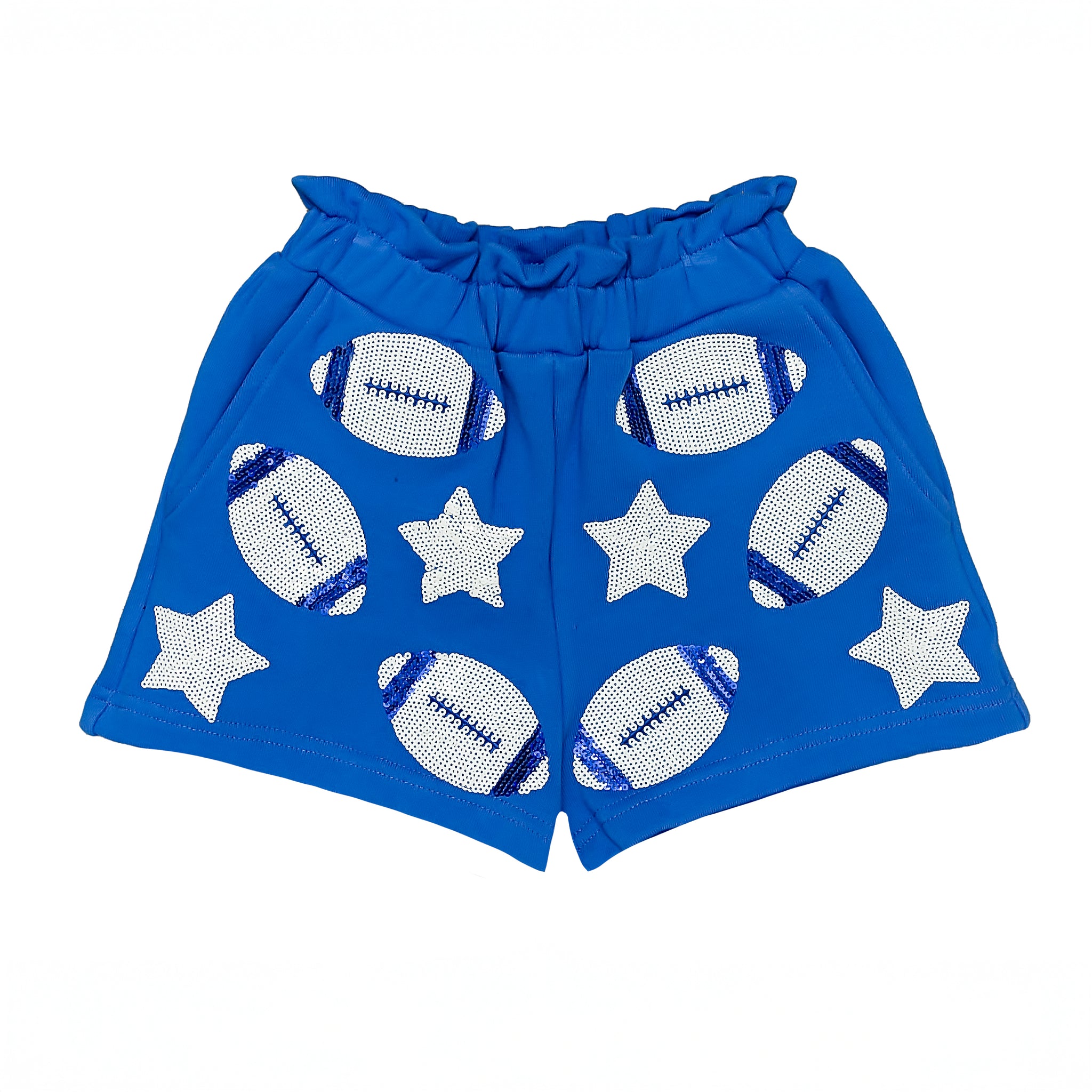 Women's Royal Blue Football Sequin Shorts
