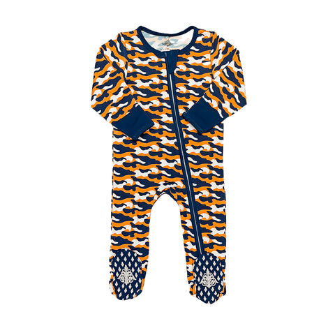 Navy and Orange Camo Romper