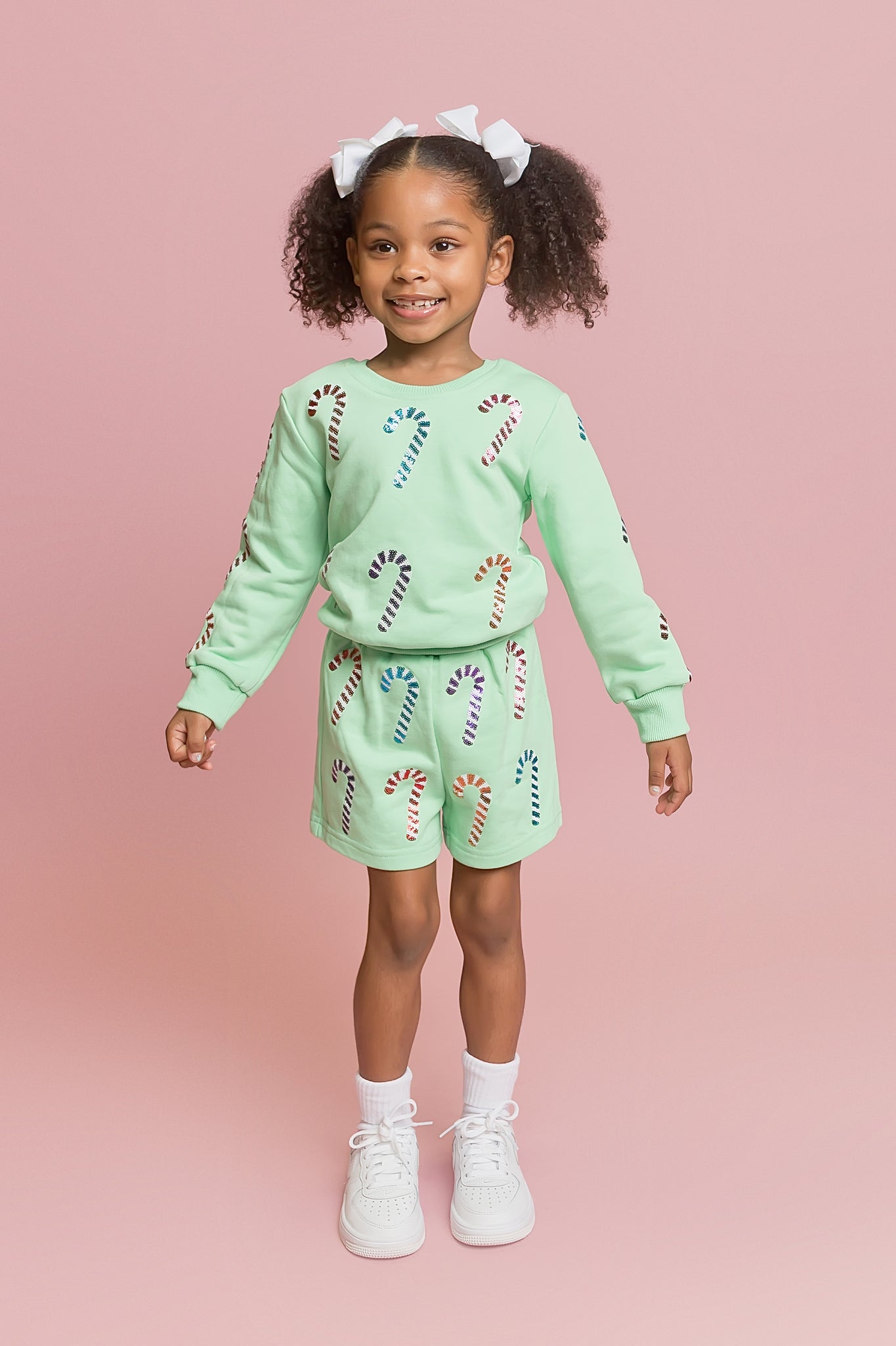 Sequin Candy Cane Kid Sweatshirt