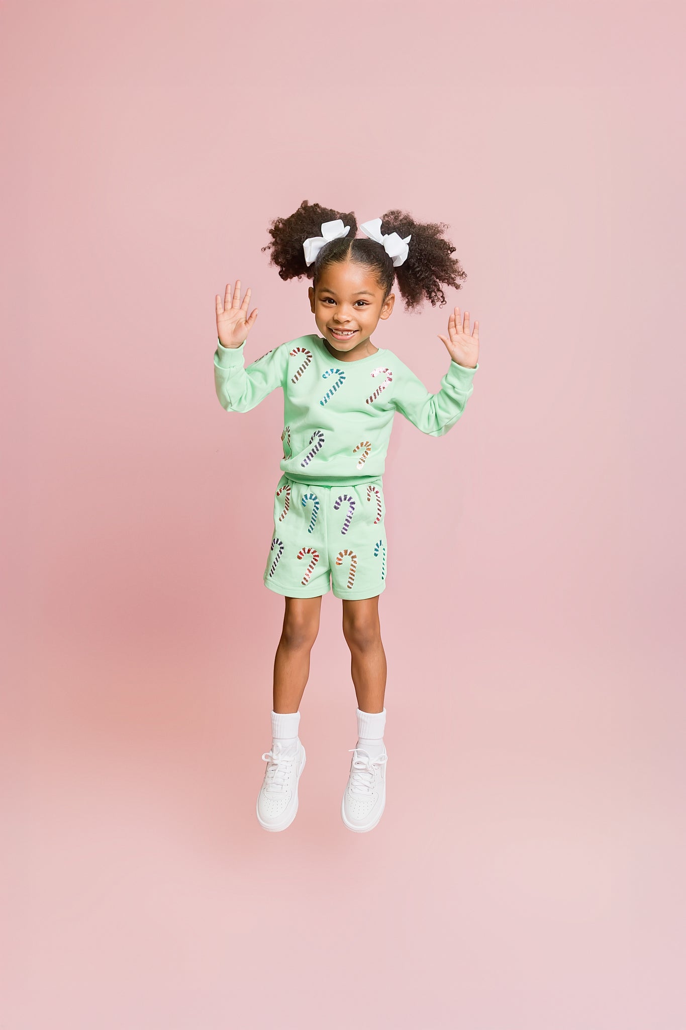Sequin Candy Cane Kid Sweatshirt