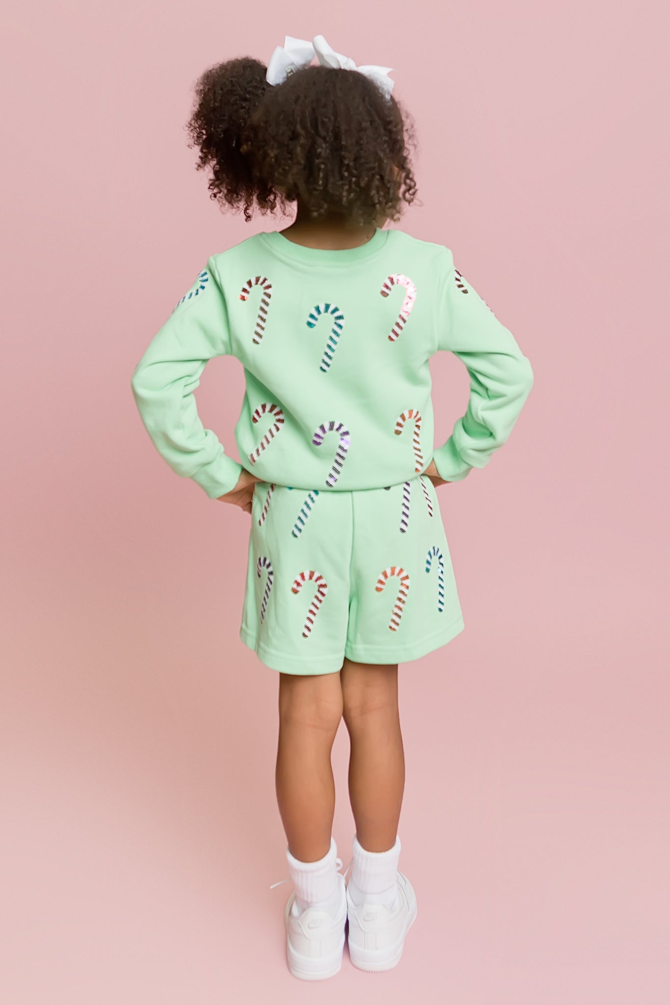 Sequin Candy Cane Kid Sweatshirt
