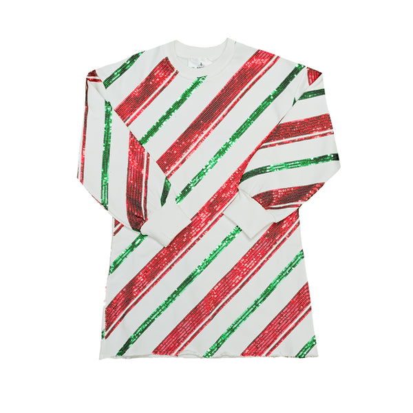 Candy Cane Sweatshirt Dress