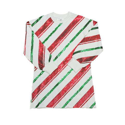Candy Cane Sweatshirt Dress