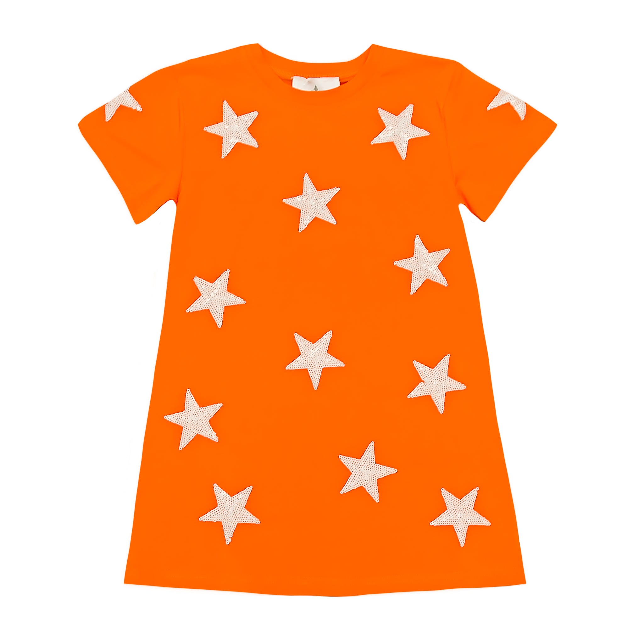 Women's Sequin Star Dress - Bright Orange and White