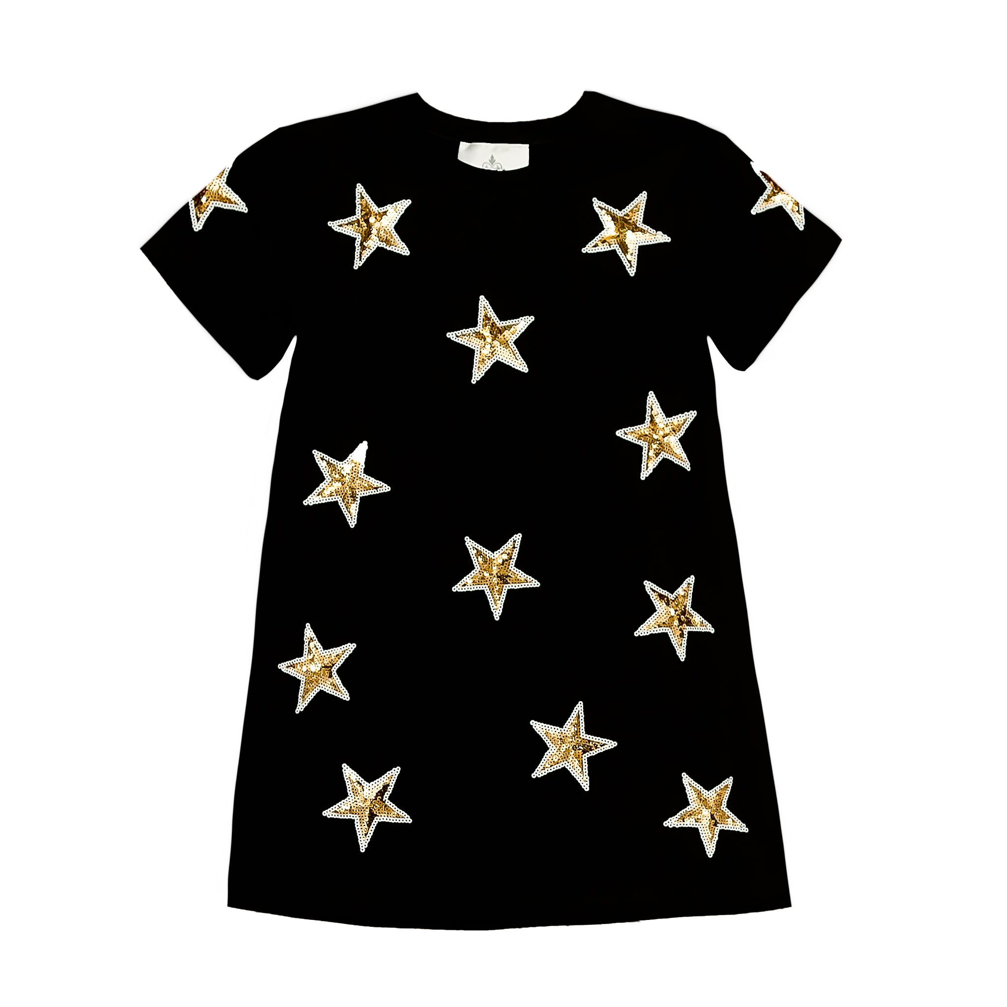black dress gold stars Black and Gold Star A-Line Mini Dress M