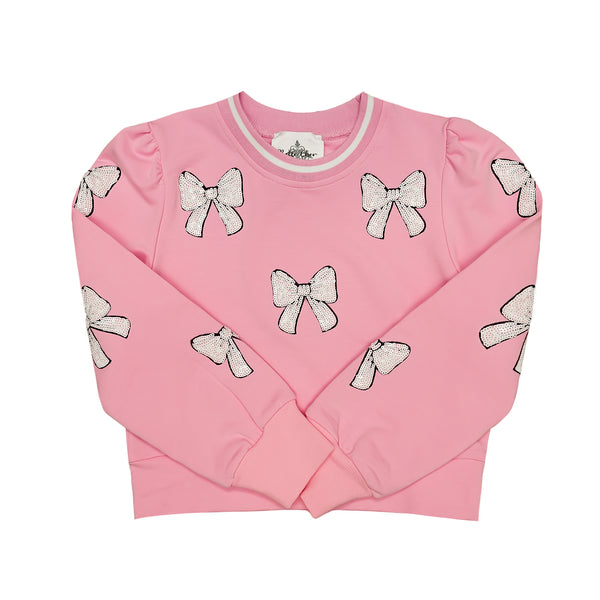 Light Pink White Bow Sweatshirt