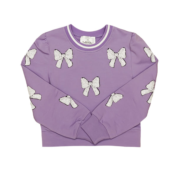 Lavender White Bow Sweatshirt