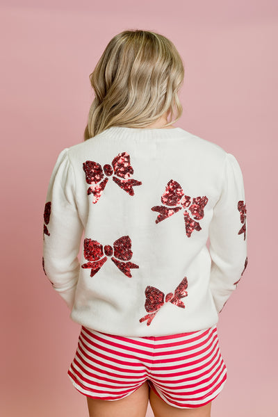 Red Bows Cream Sweater