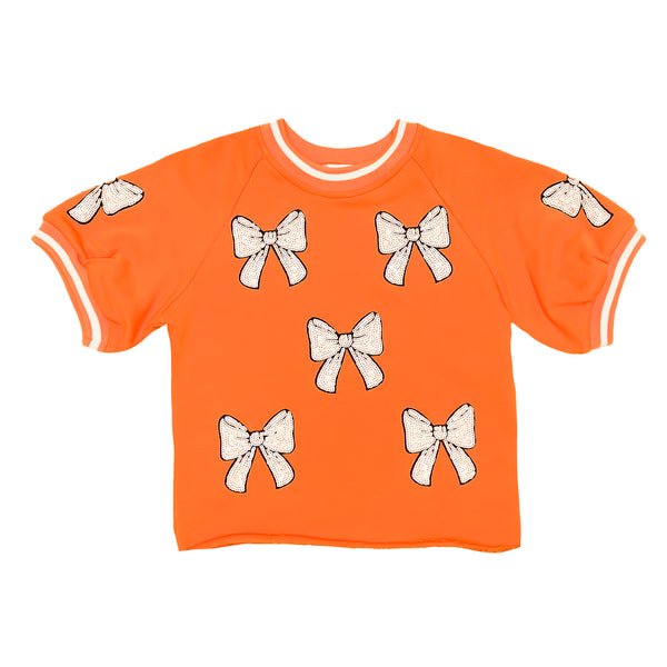 Bright Orange and White Bows Top