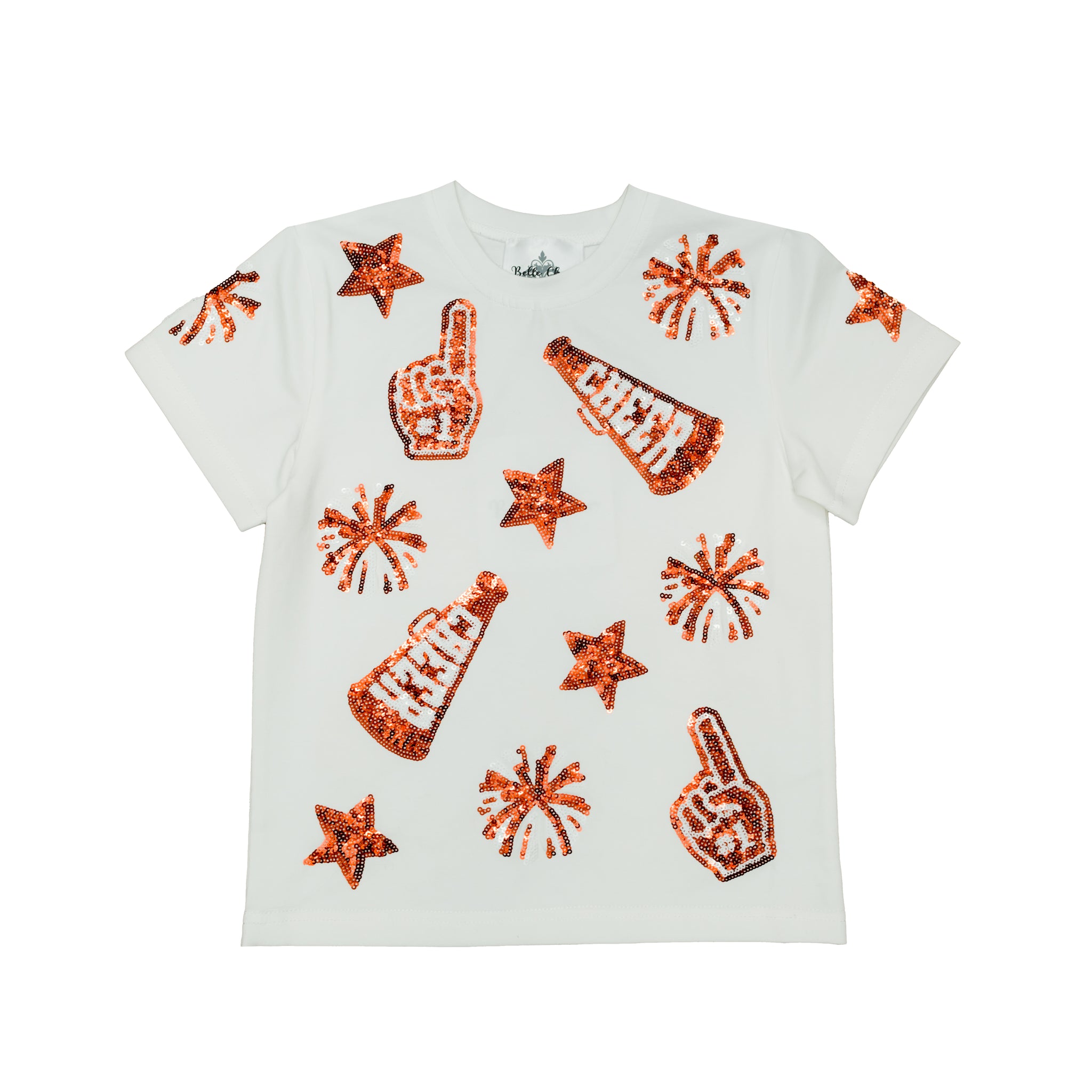 Kids' Burnt Orange Cheer Sequin Tee
