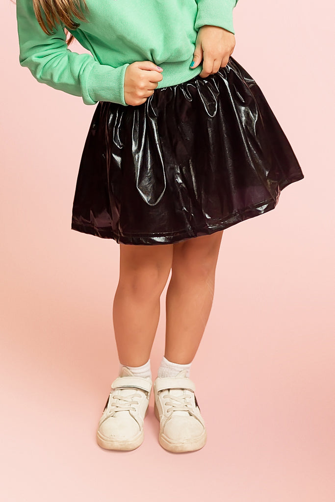 Black Metallic Skort