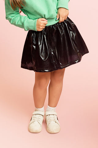 Black Metallic Skort