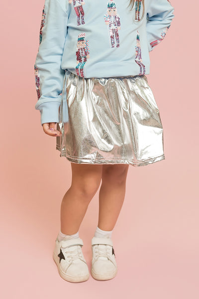 Silver Metallic Skort