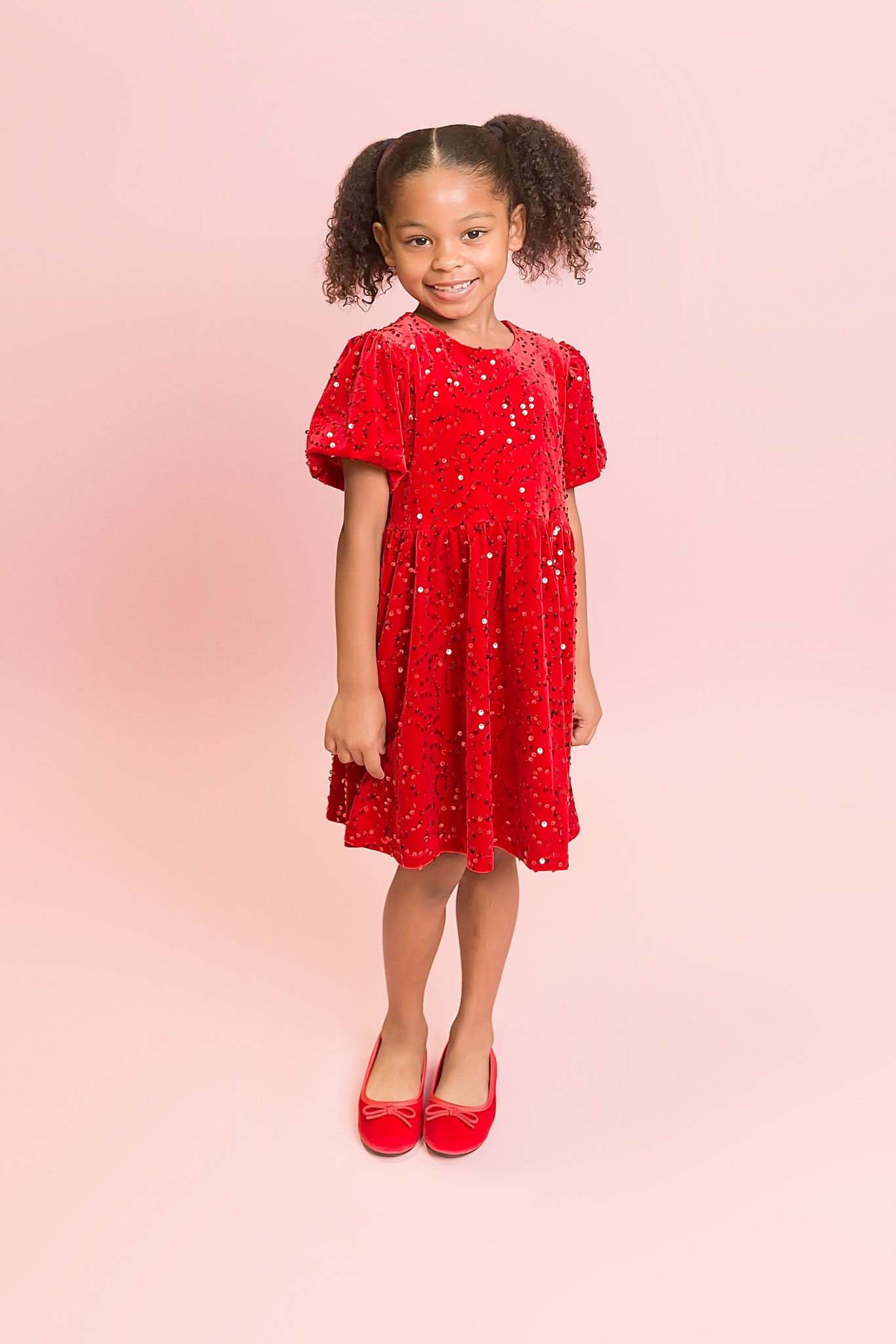 Red Sequin Velvet Dress