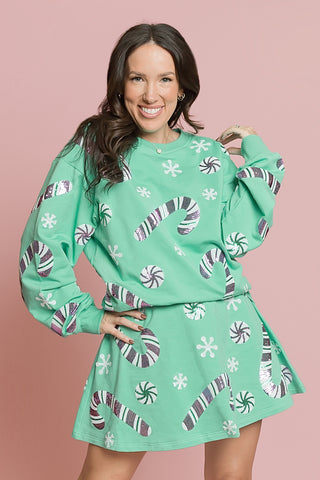 Candy Cane Teal Sweatshirt