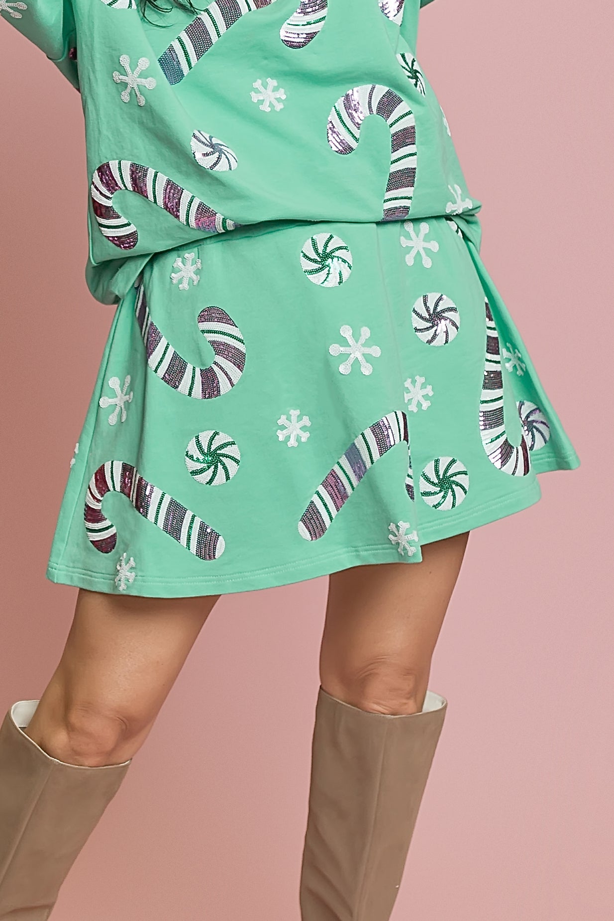 Candy Cane Teal Skort