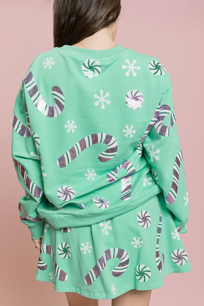 Candy Cane Teal Sweatshirt