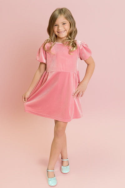 Pink Velvet Bow Dress